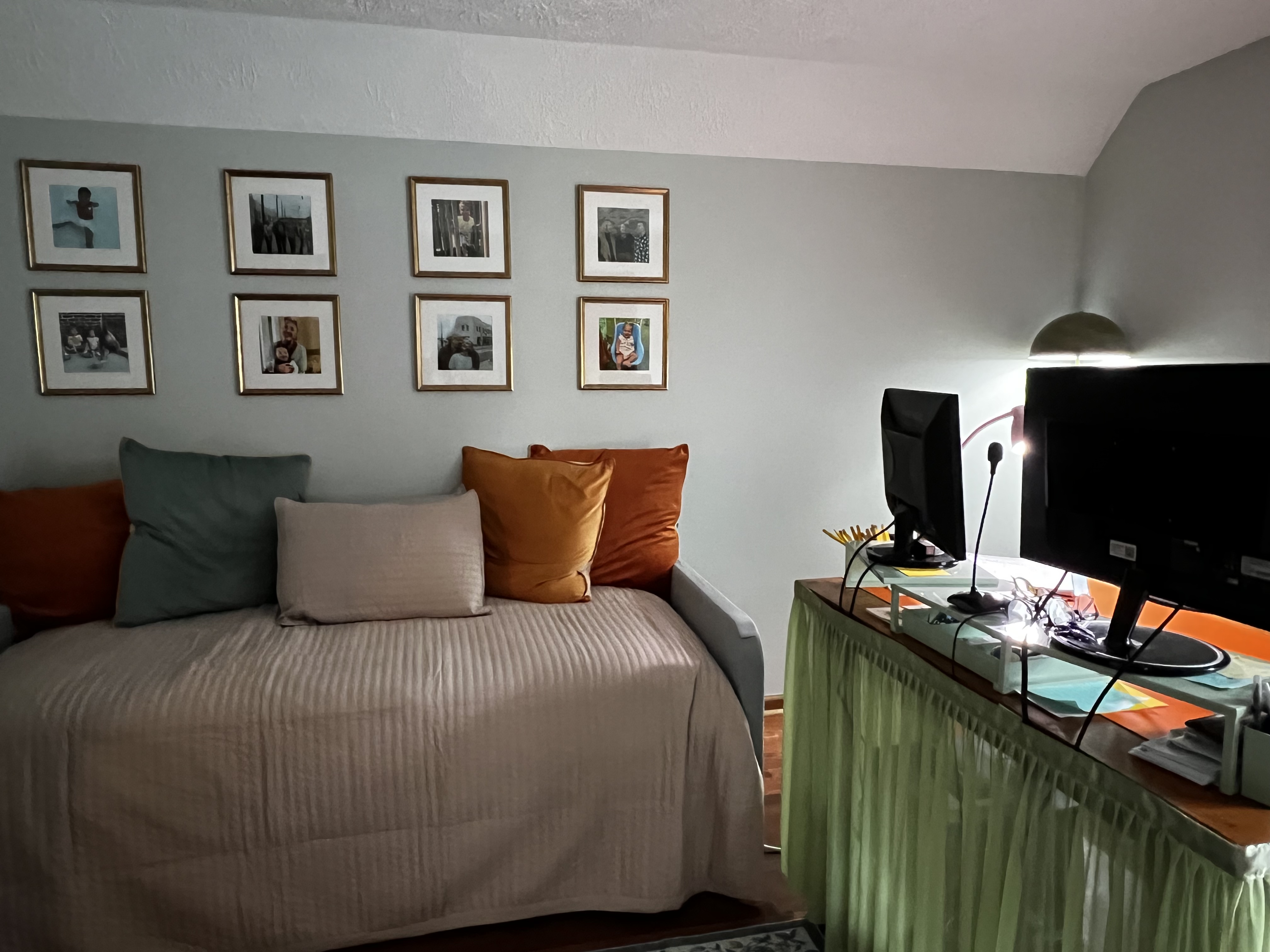 Home office after refresh, with new gallery wall and furniture